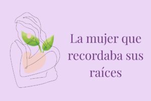 Una ilustración minimalista de una mujer abrazándose a sí misma, con un brote verde creciendo desde su pecho.